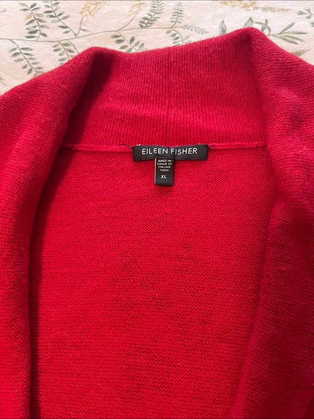 Eileen Fisher Red Merino Wool Cardigan Size Extra Large
